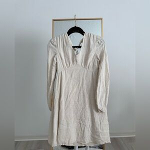 Elegant Cream Long-Sleeve Dress